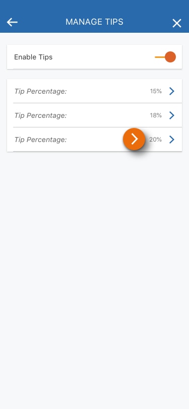 Image of the Manage Tips view in the PNC Mobile App. ​
