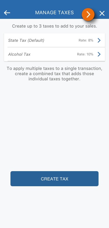 Image of the Manage Taxes view in the PNC Mobile App. ​