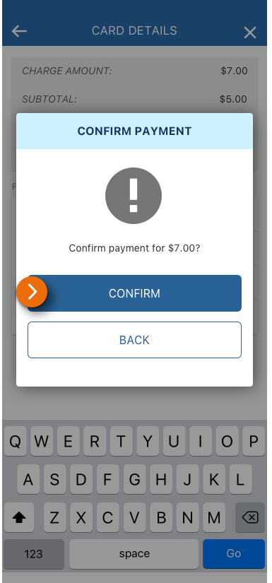 Image of the Card Details view with the Confirm Payment modal in the PNC Mobile App.​