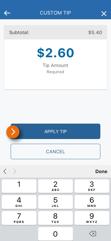 Image of the Custom Tip view in the PNC Mobile App​