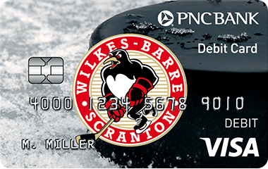 Tarjeta de débito Visa de PNC con diseño de Scranton Penguins